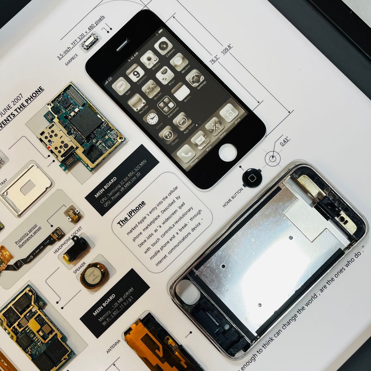 プレミアム端末】iPhone 2G 標本アート 高級木製ボックスフレーム仕様