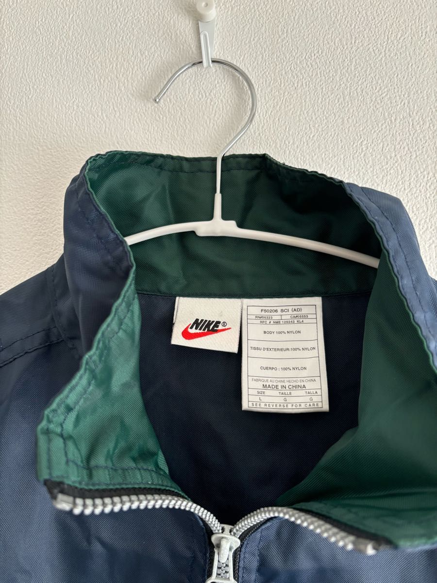 NIKE 90s ナイロンジャケット ネイビー ハーフジップ ビッグロゴ