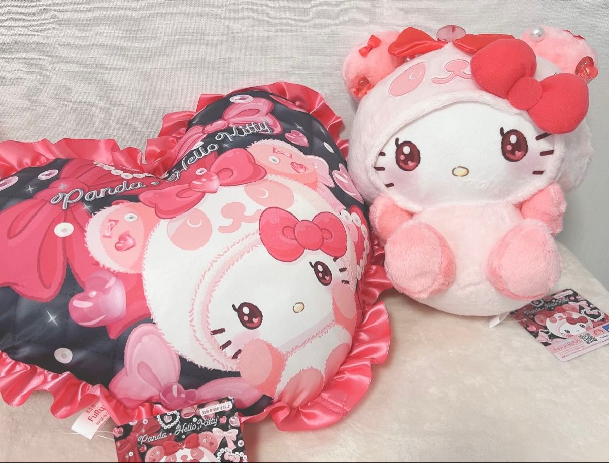 パンダ ハローキティ キラもこリボンBIGぬいぐるみ 50周年 キティ