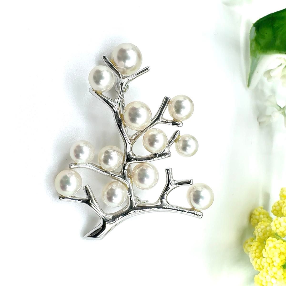 保証書付き】MIKIMOTO ミキモト ブローチ 幸福の木 アコヤ真珠 パール