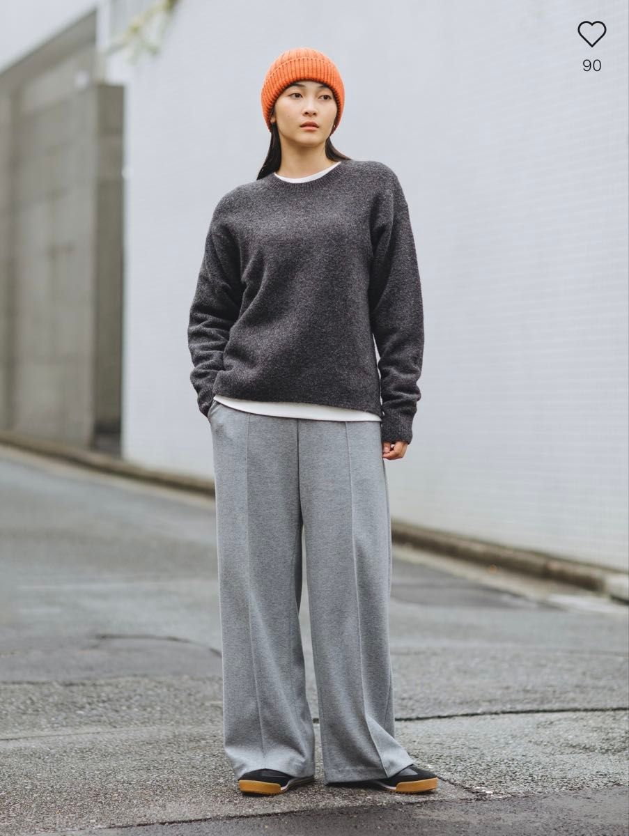 新品 UNIQLO ユニクロ スフレヤーンクルーネックセーター ダークグレー