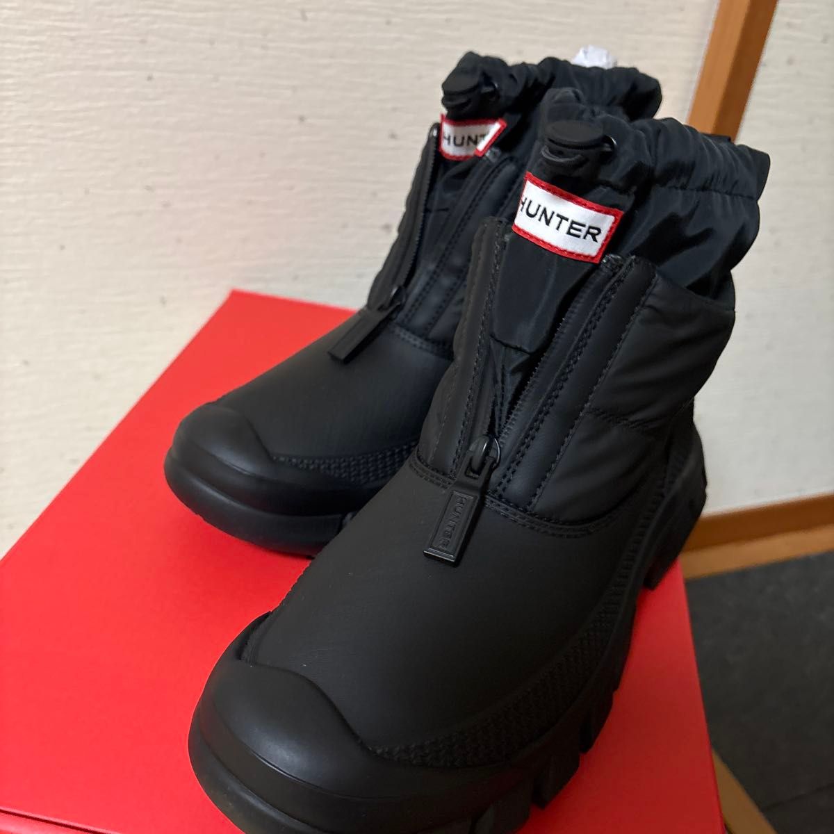 新品タグ付き HUNTER ブラック アンクルスノーブーツ 25センチ｜Yahoo