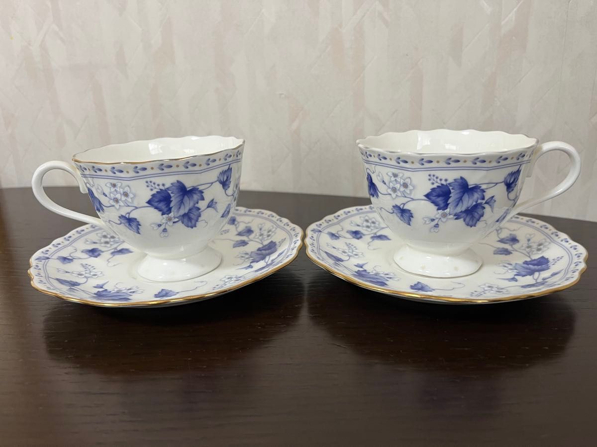NARUMI 青と白の花柄ティーカップセット｜Yahoo!フリマ（旧PayPayフリマ）