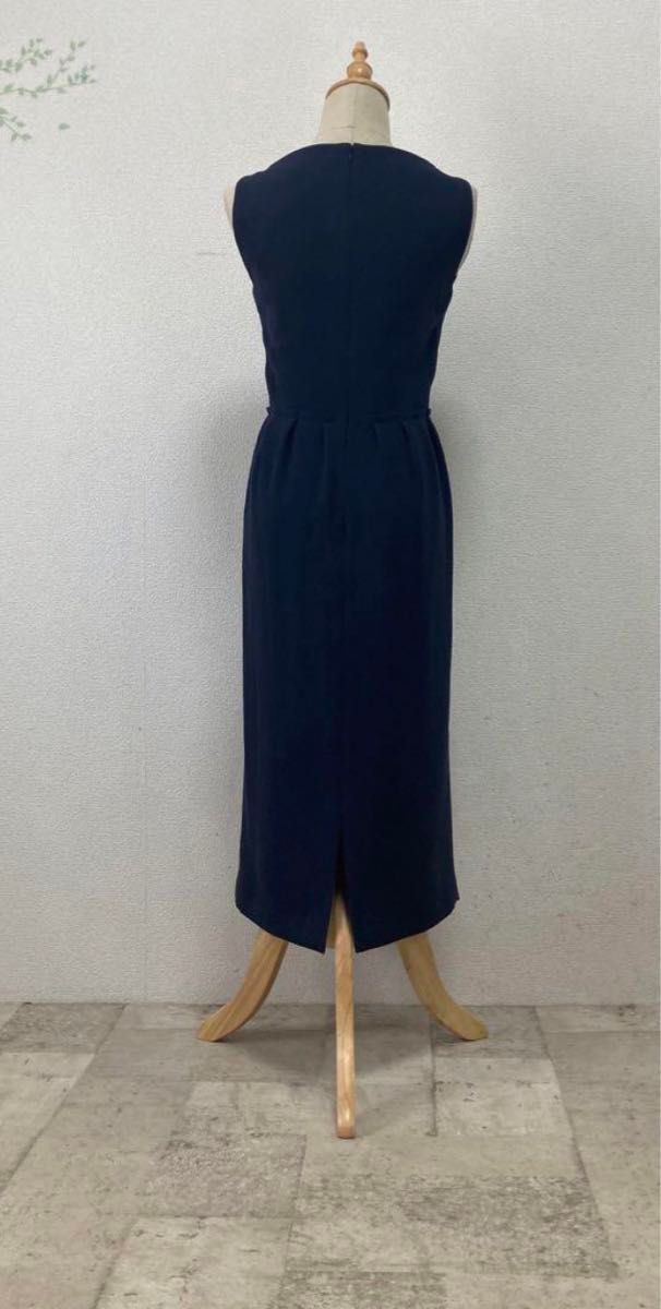 新品未使用タグ付 ヨーコチャン膝丈ワンピース38 ネイビー