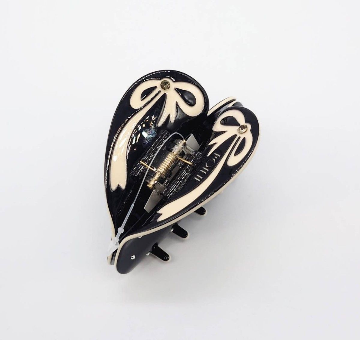 新品POTETE ポテテ Ribbon heart clip ブラックリボンハートクリップ
