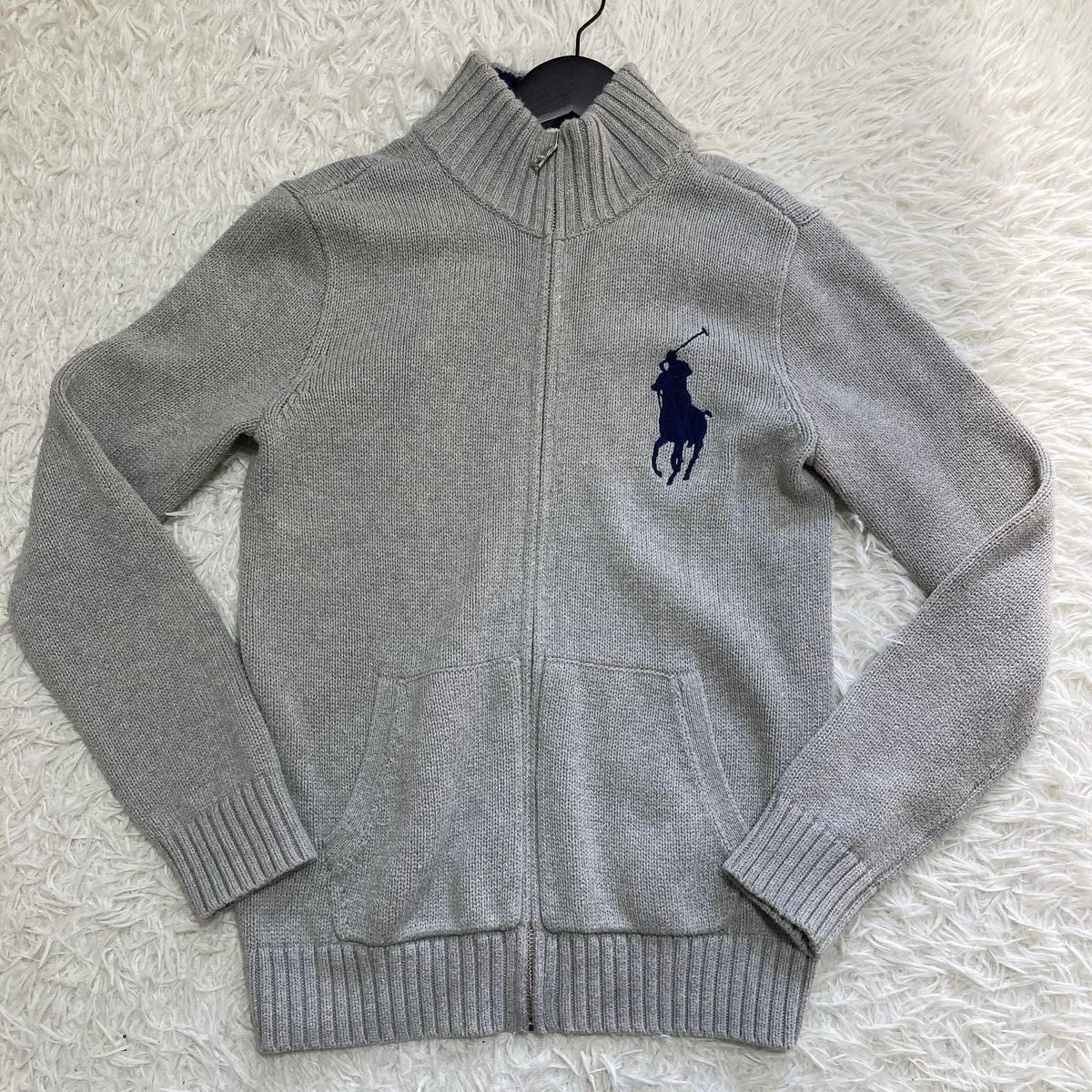 ラルフローレン ドライバーズニット L ビッグポニー ジップアップ
