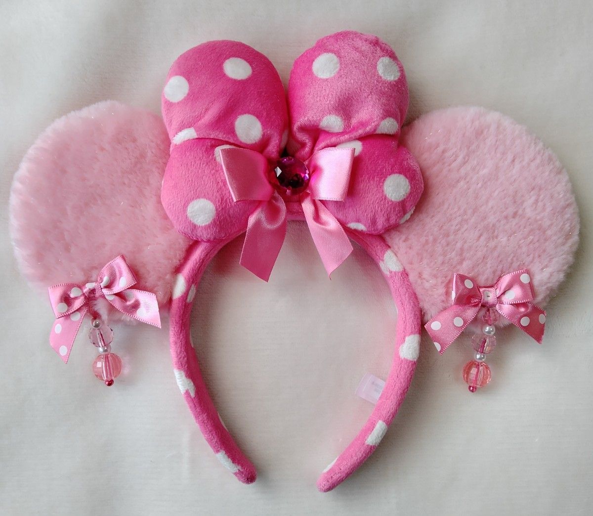 美品 ディズニー ミニー リボン付き イヤリング カチューシャ ピンク