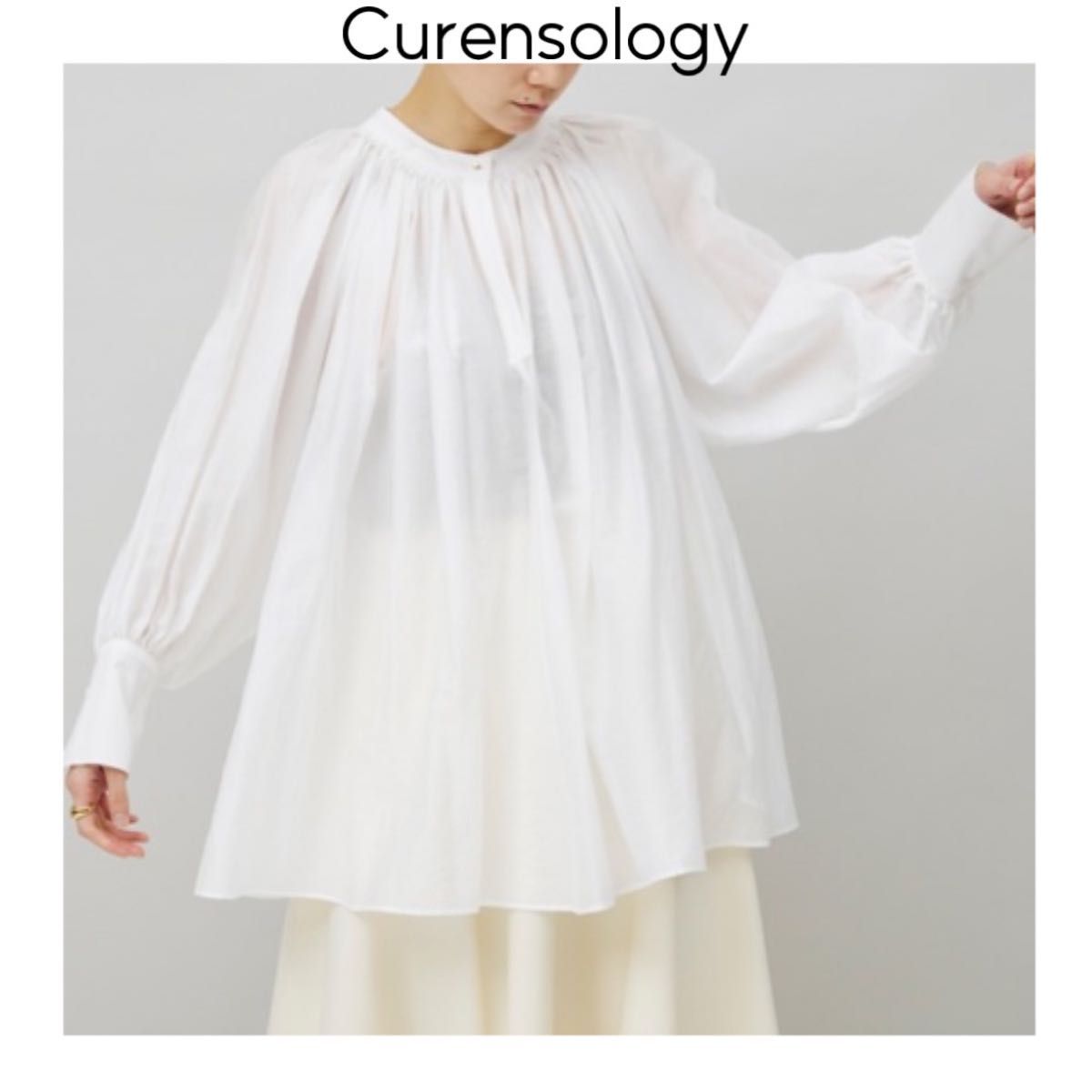 Curensology カレンソロジー ギャザーボリュームブラウス ホワイト