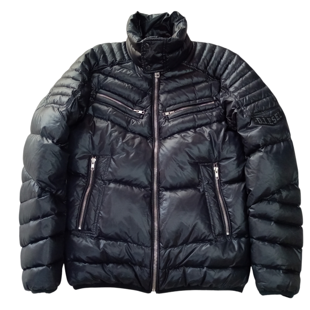 即決 良品 DIESEL ディーゼル ライダース ダウンジャケット S 黒