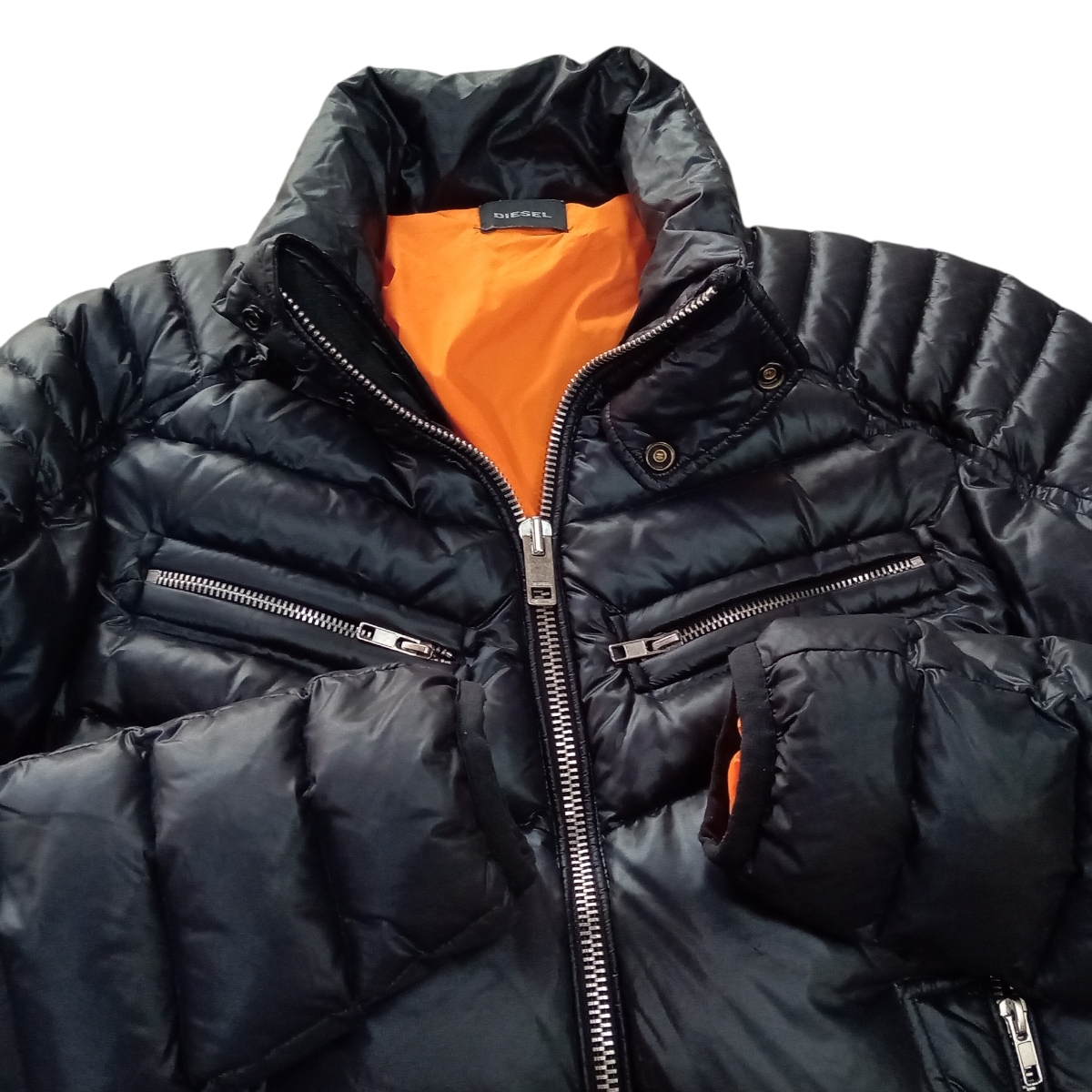 即決 良品 DIESEL ディーゼル ライダース ダウンジャケット S 黒