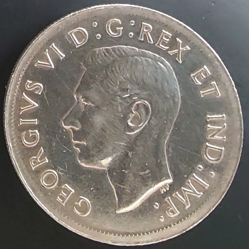 1939年 カナダ銀貨 1ドル ジョージ6世エリザベス2世オタワ訪問記念銀貨