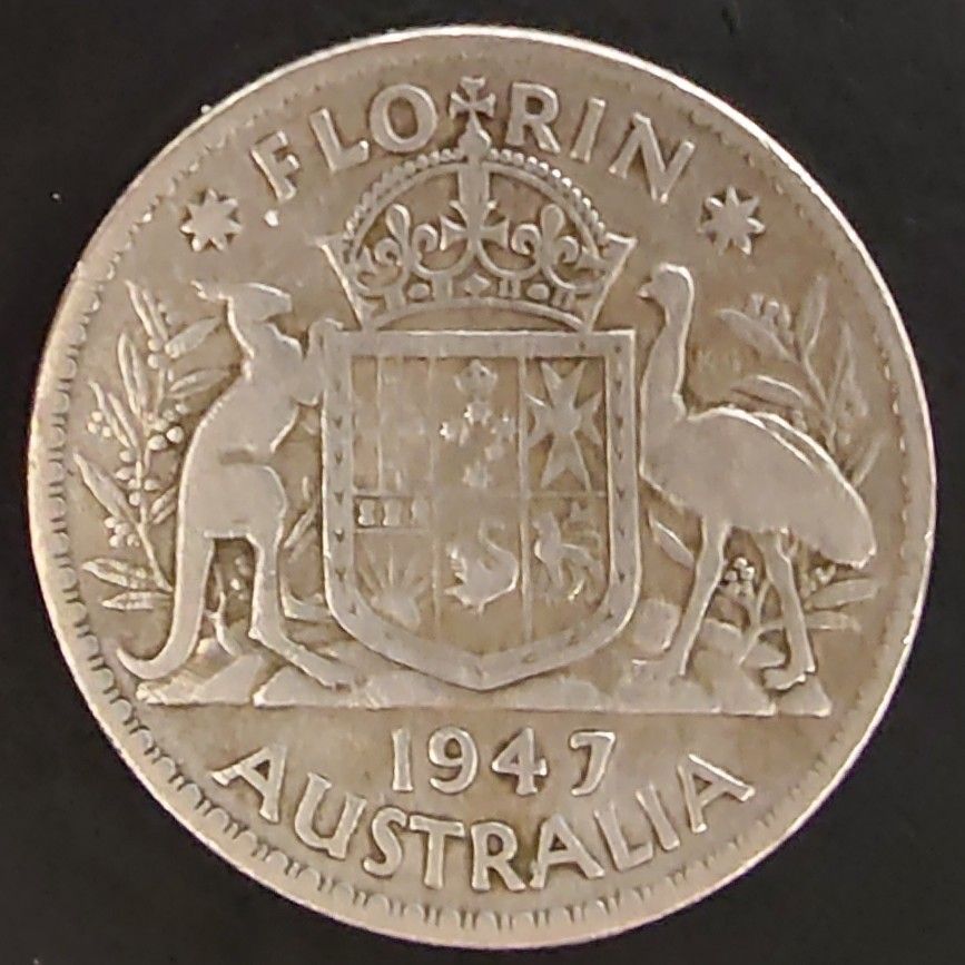 1947年 オーストラリア銀貨 1フローリン ジョージ6世 IND IMP銀貨