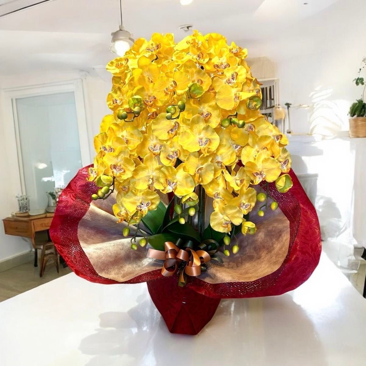 光触媒 人工観葉植物 ウォールグリーン フェイクグリーン 胡蝶蘭8本y