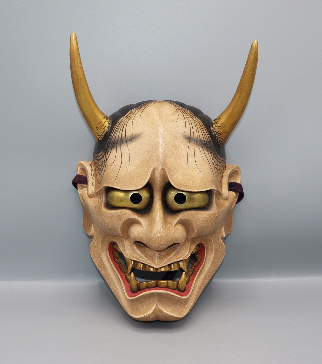 木彫 能面 木箱付 タルサ 東さ8-0104④ 木彫 能面 木箱付 タルサ 東さ8