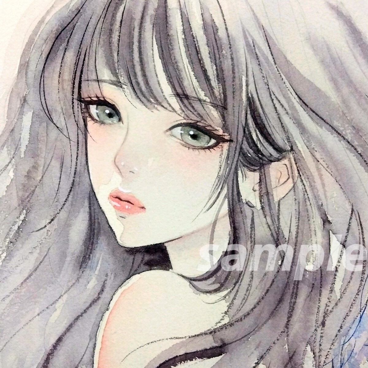 絵画 ドローイング 水彩画 肉筆原画 和装 美人画 肉筆原画