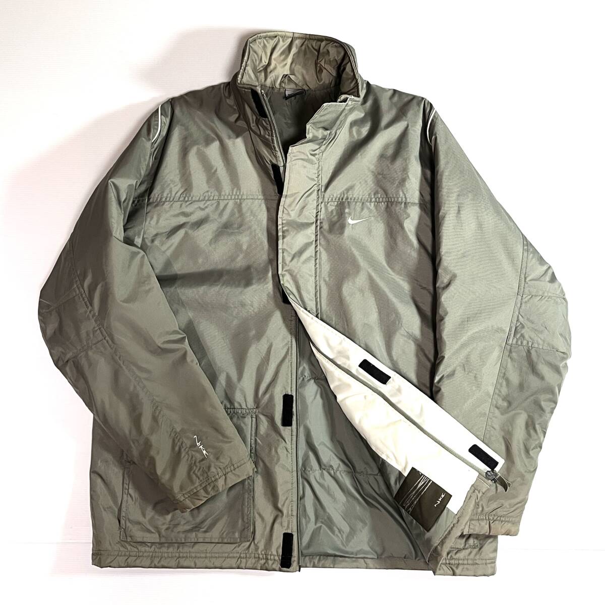 00s NIKE ナイキ スウッシュ刺繍ロゴ パイピング 切替 中綿 ジップ