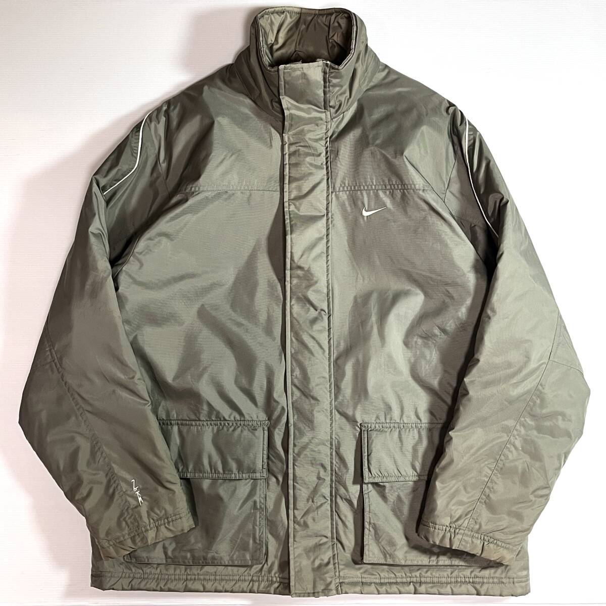 00s NIKE ナイキ スウッシュ刺繍ロゴ パイピング 切替 中綿 ジップ