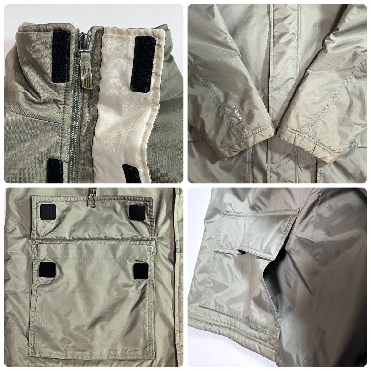 00s NIKE ナイキ スウッシュ刺繍ロゴ パイピング 切替 中綿 ジップ