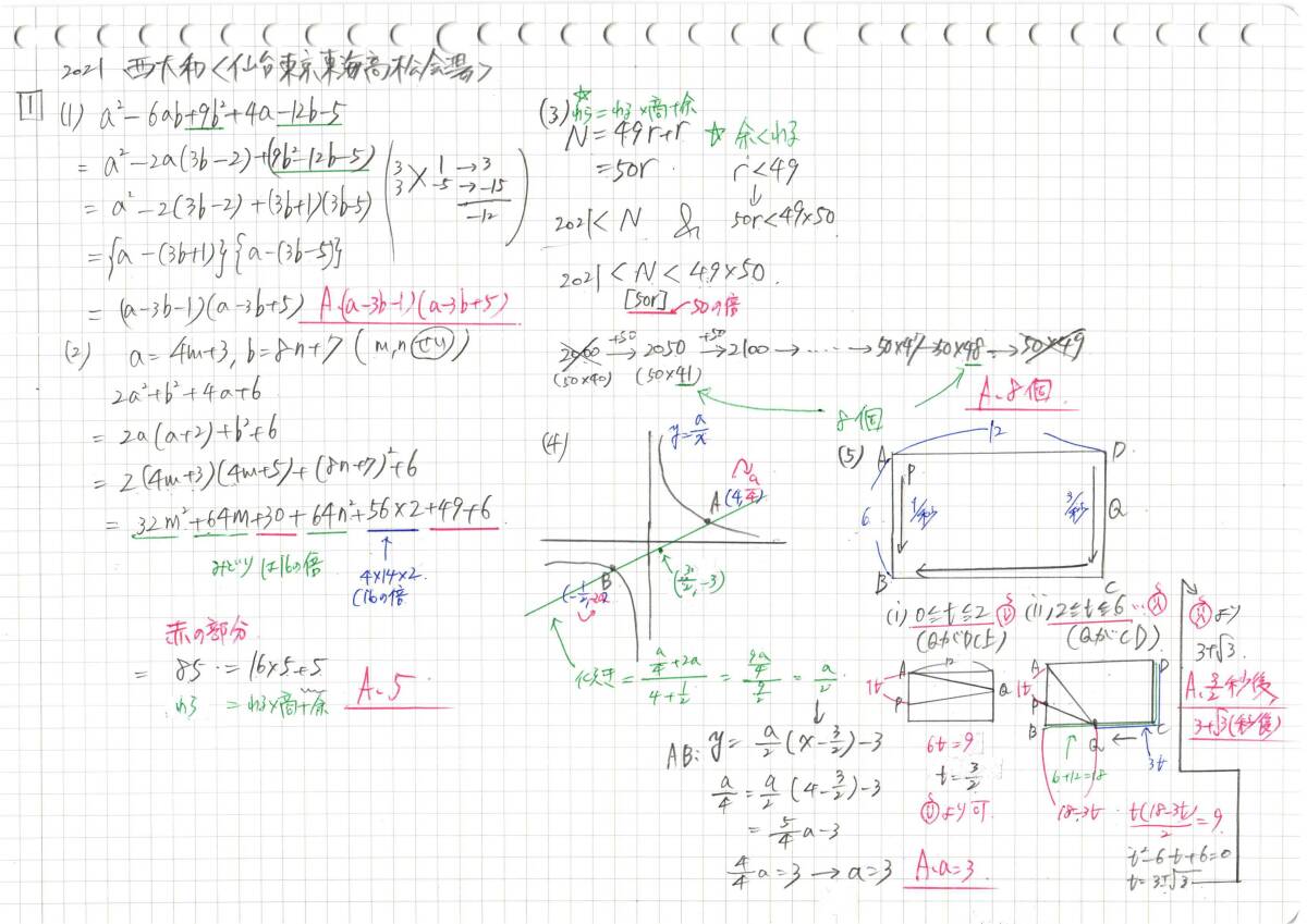 塾講師のオリジナル 数学 解説 西大和学園 仙台東京東海高松会場 高校
