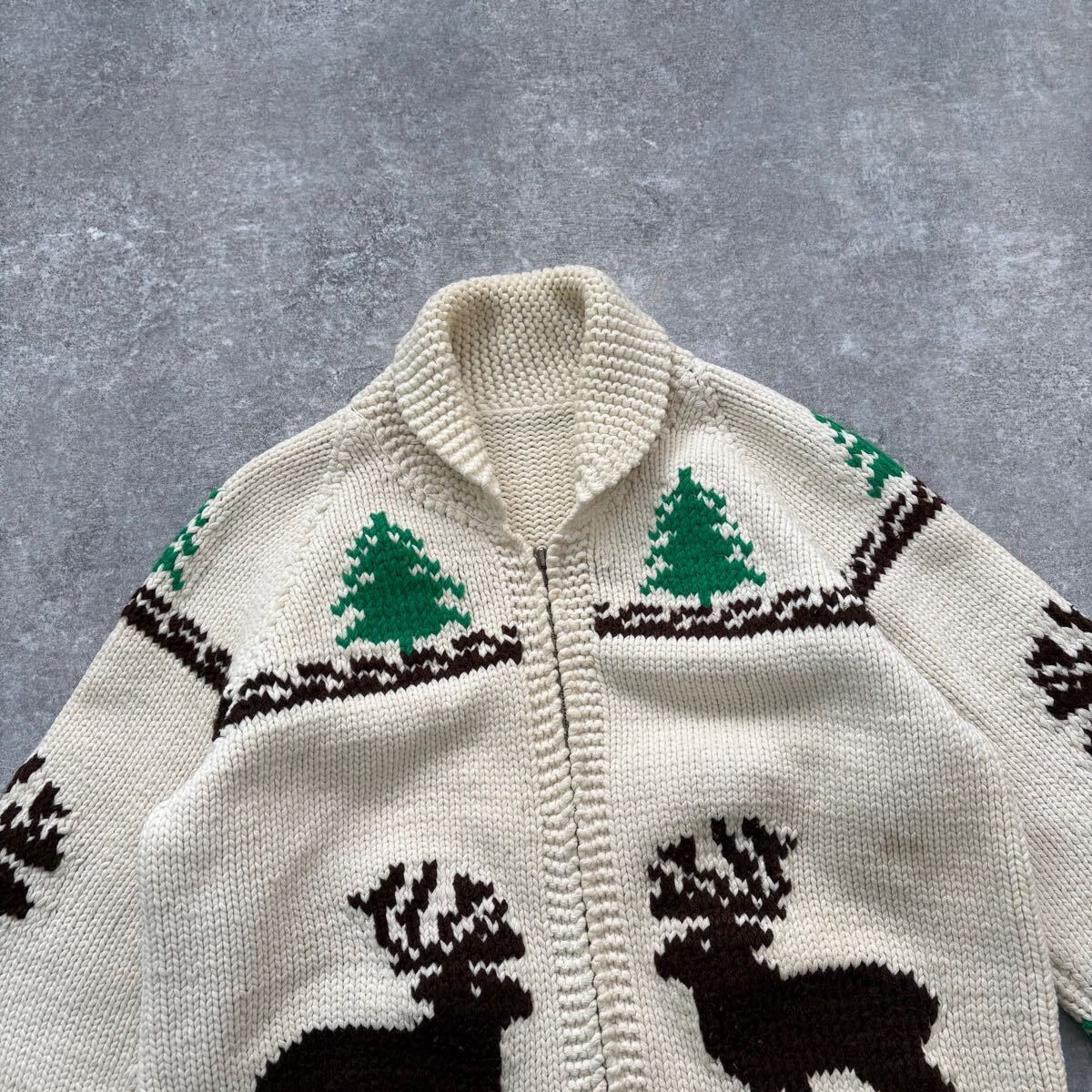 60s Vintage】LIGHTNING ZIP カウチンニットセーター ライトニング