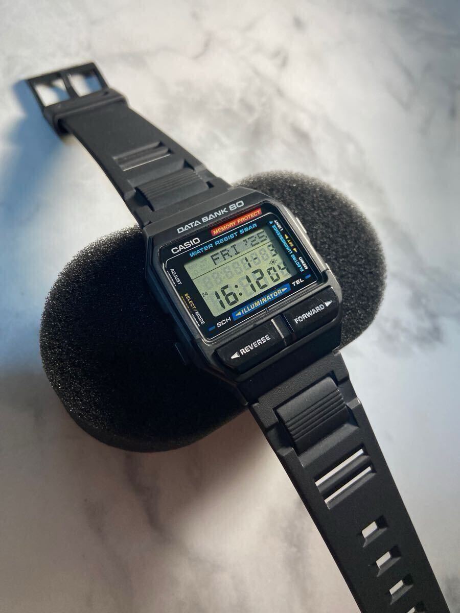 90's Vintage 美品 新品電池 CASIO DATABANK DB-81 オールブラック