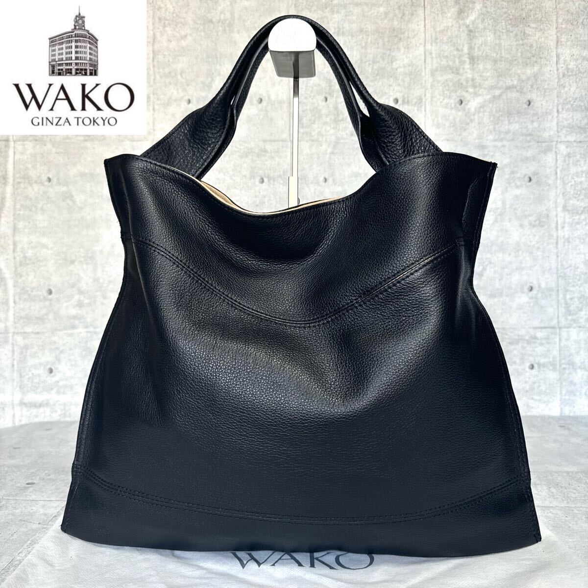 未使用級 WAKO ワコウ 銀座 和光 ブラック 黒 フォーマル シボ革