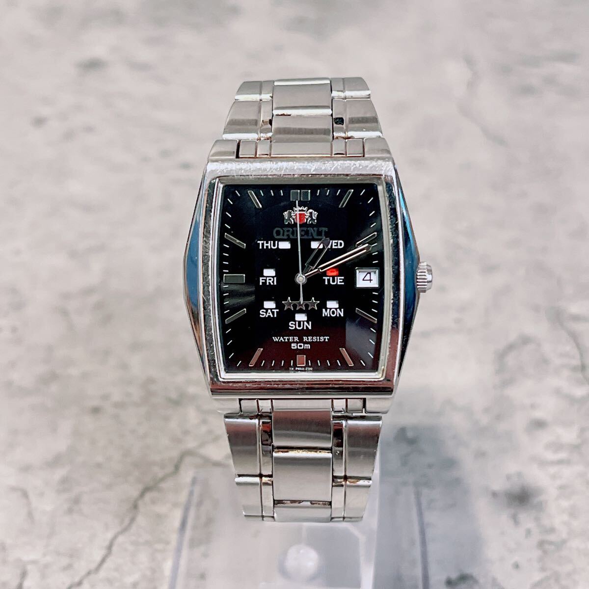 美品 ORIENT オリエント スリースター スクエア 自動巻 腕時計 稼働品