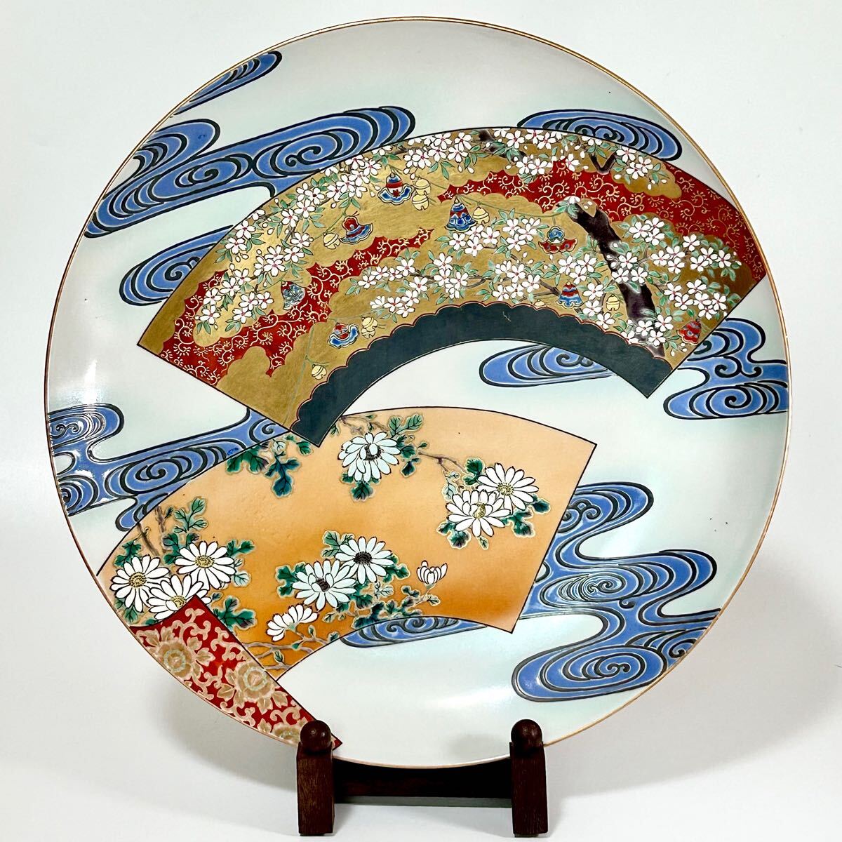 稀少 明治九谷の第一人者 松本佐平 松雲堂 五彩手流水