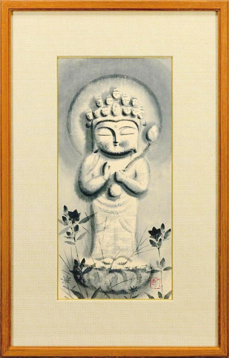 穐月明 「蘭図」 水墨画P6号 落款・共シール有り 【公式通販】