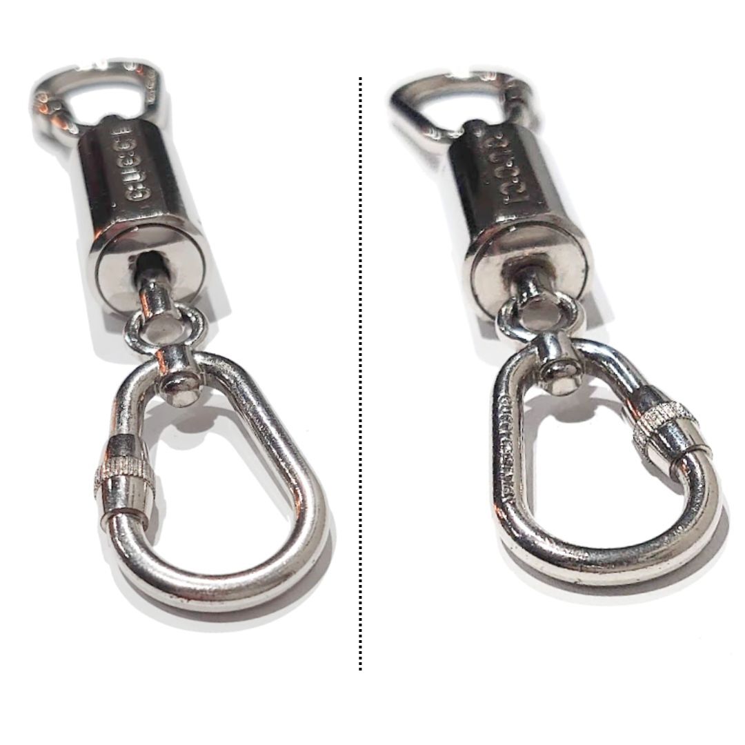 鑑定済】GUCCI グッチ ダブルフック カラビナ ギミック キーホルダー