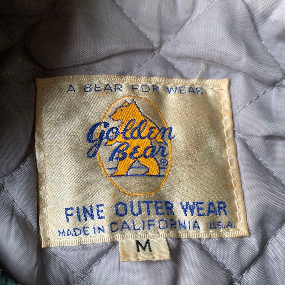 70s - 80s 白タグ Golden Bear ゴールデンベア スタジャン 袖革