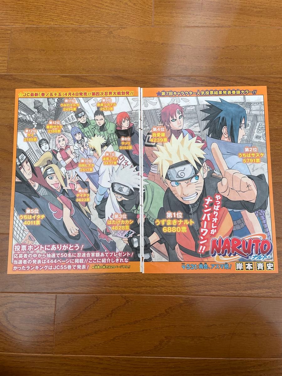 ナルト NARUTO ジャンプ 切り抜き 人気投票 センターカラー｜Yahoo
