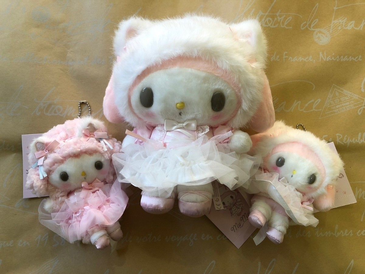 サンリオ 白猫バレリーナ マイメロディ ぬいぐるみ マスコットホルダー