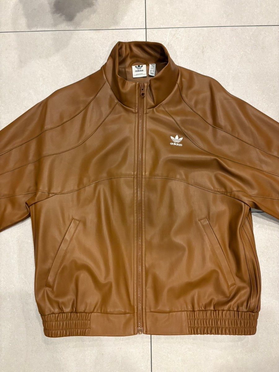美品】adidasオリジナル フェイクレザージャケット ブラウン Lサイズ