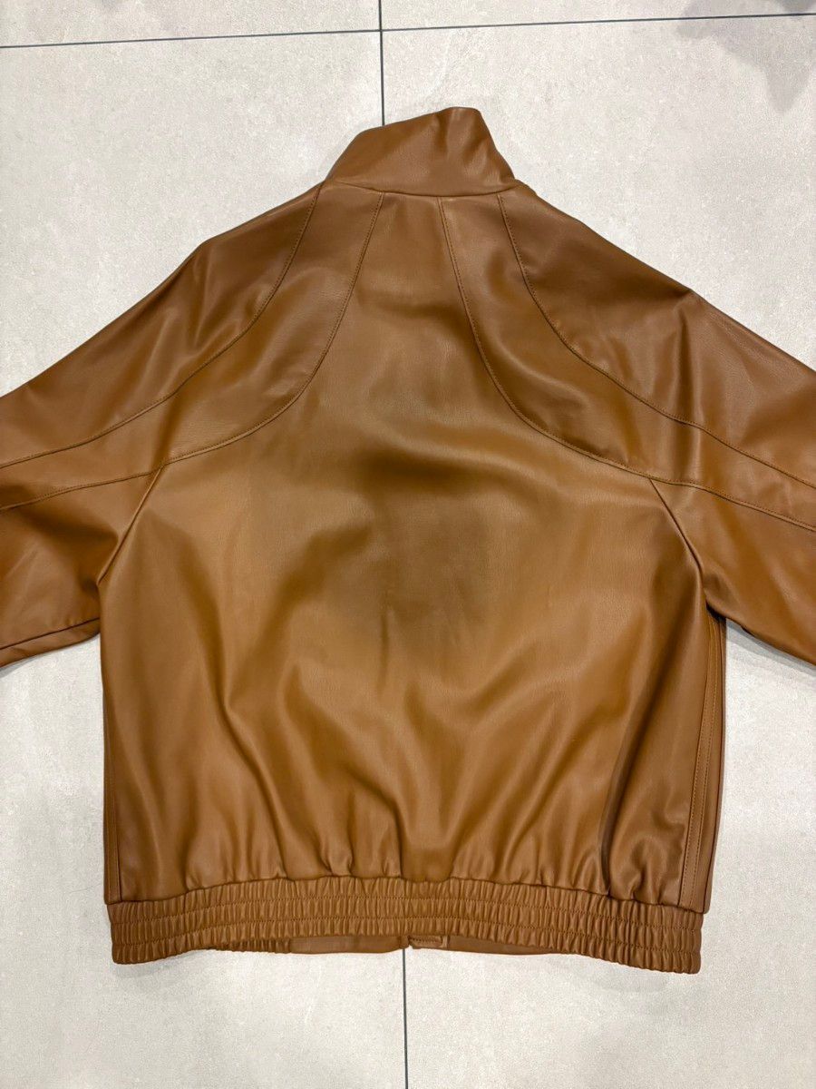 美品】adidasオリジナル フェイクレザージャケット ブラウン Lサイズ