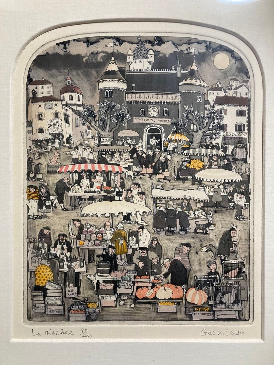 真作】グラハム・クラーク 手彩色エッチング 直筆サイン 版画 絵画