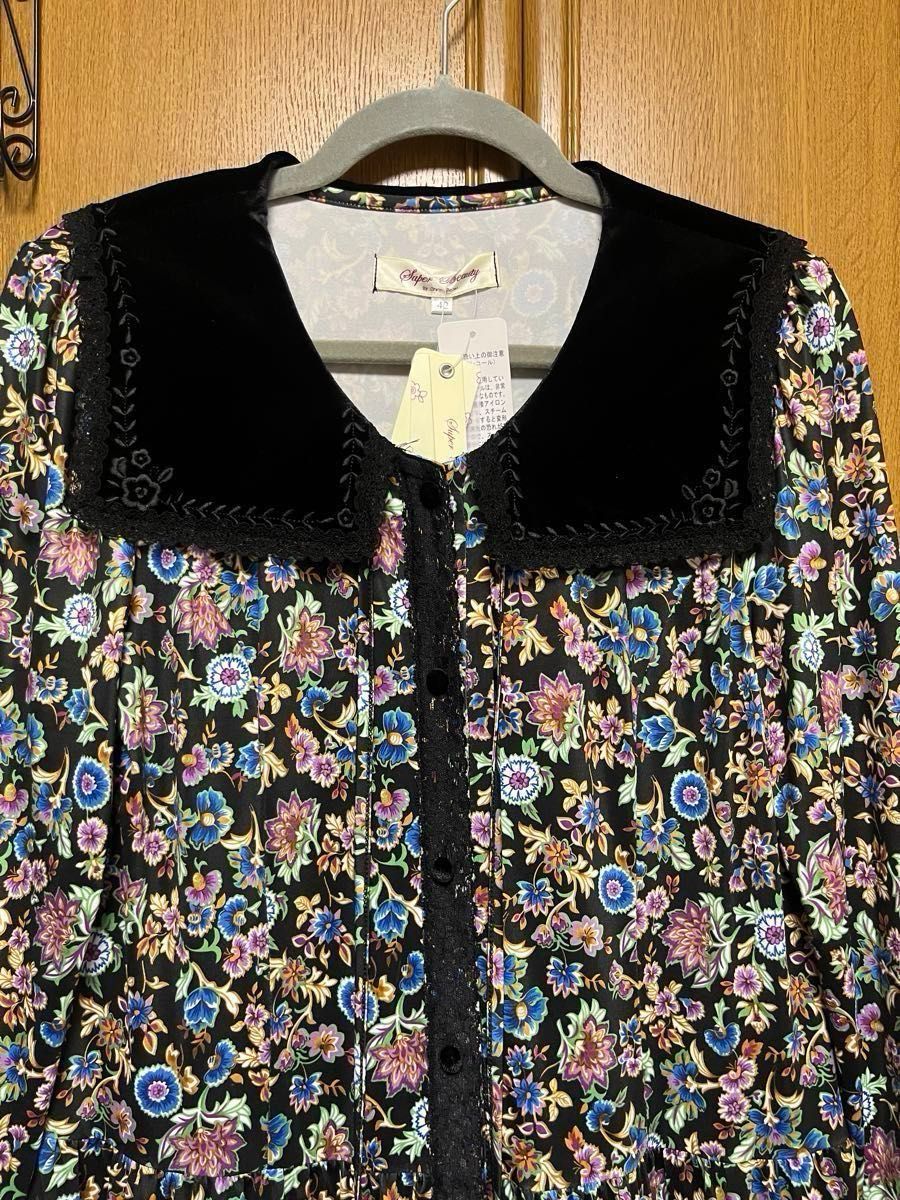 半額以下 Super Beauty スーパービューティー 花柄 ワンピース LL