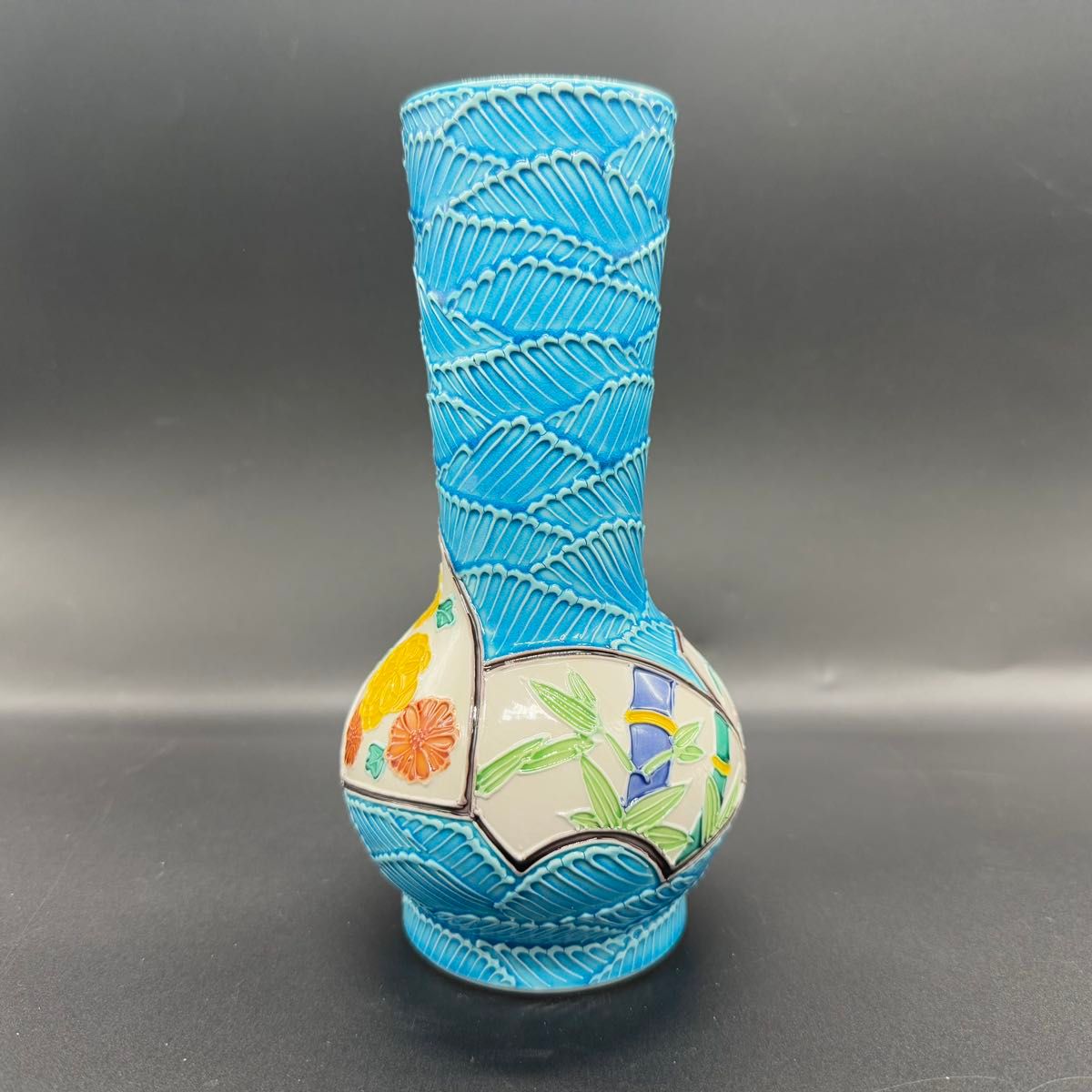 茶道具 京焼 中村翠嵐 翠嵐窯 浅黄交趾地紙四君子 皆具 建水 水指 杓立