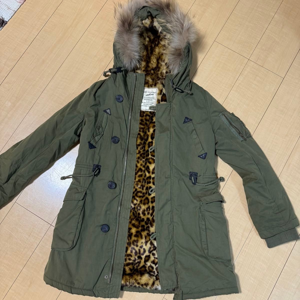 Y2K ギミック グランジ モッズコート ファー カーキ ミリタリー ヒョウ