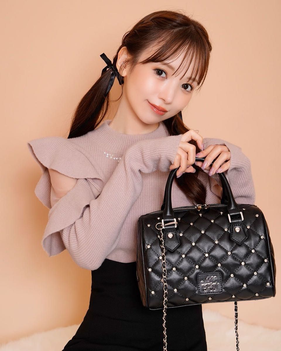 ミシェルマカロン MichellMacaron ビジューキルティングミニボストン