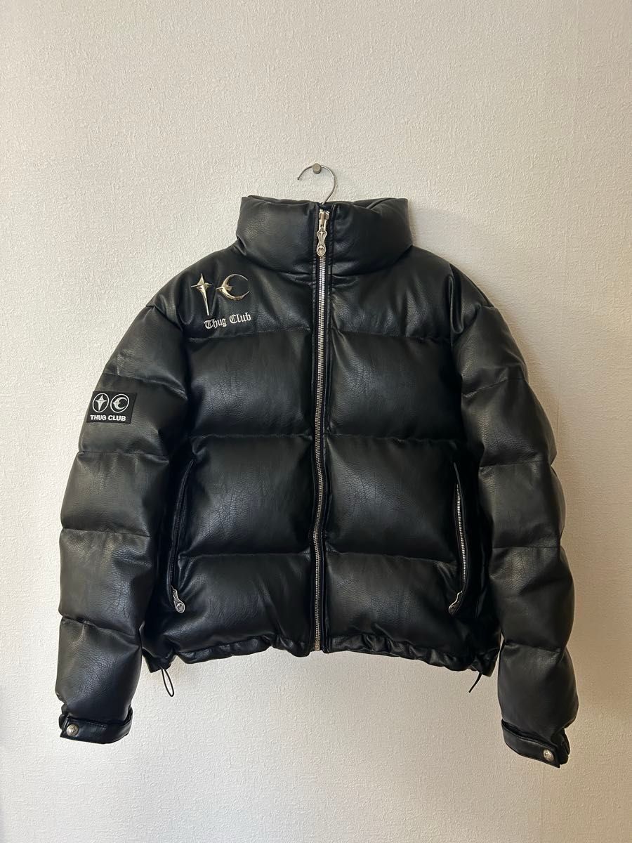 THUG CLUB】LEATHER PUFFER JACKET サグクラブ レザーダウンジャケット