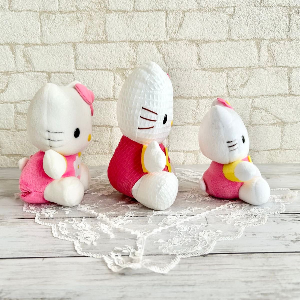 希少 レトロ ぬいぐるみ 3点セットハローキティ フラワー 1998/1999年