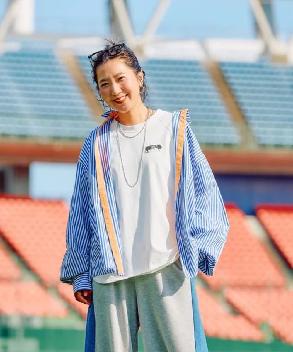 ニコアンドbe with M Misayoカラフルストライプシャツブルー新品未使用