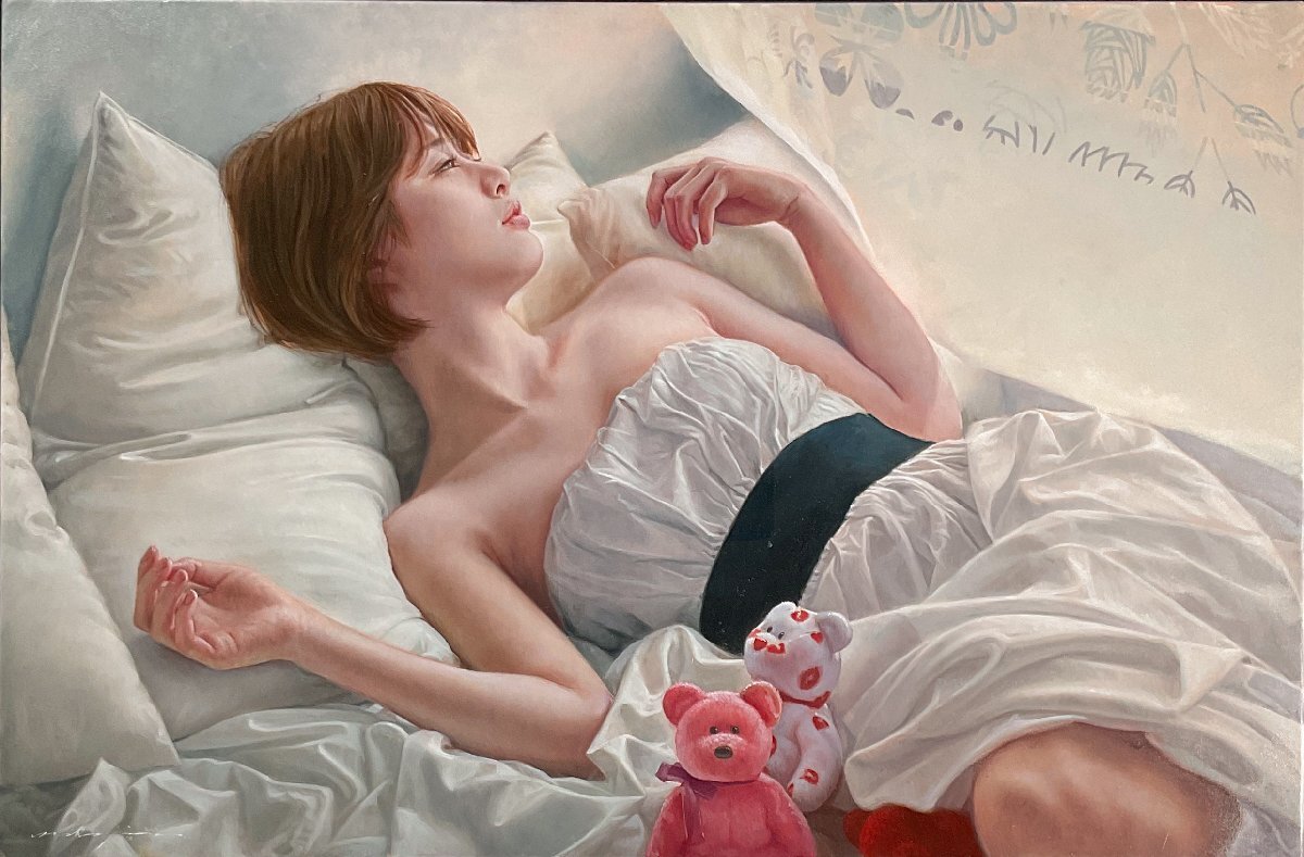 絵画リアリズム油彩画女性中島健太「象が出る夢を見た」