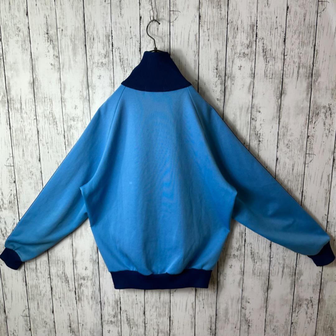 超希少】アディダス デサント ジャージ 6号 XL 水色 ネイビー 刺繍ロゴ