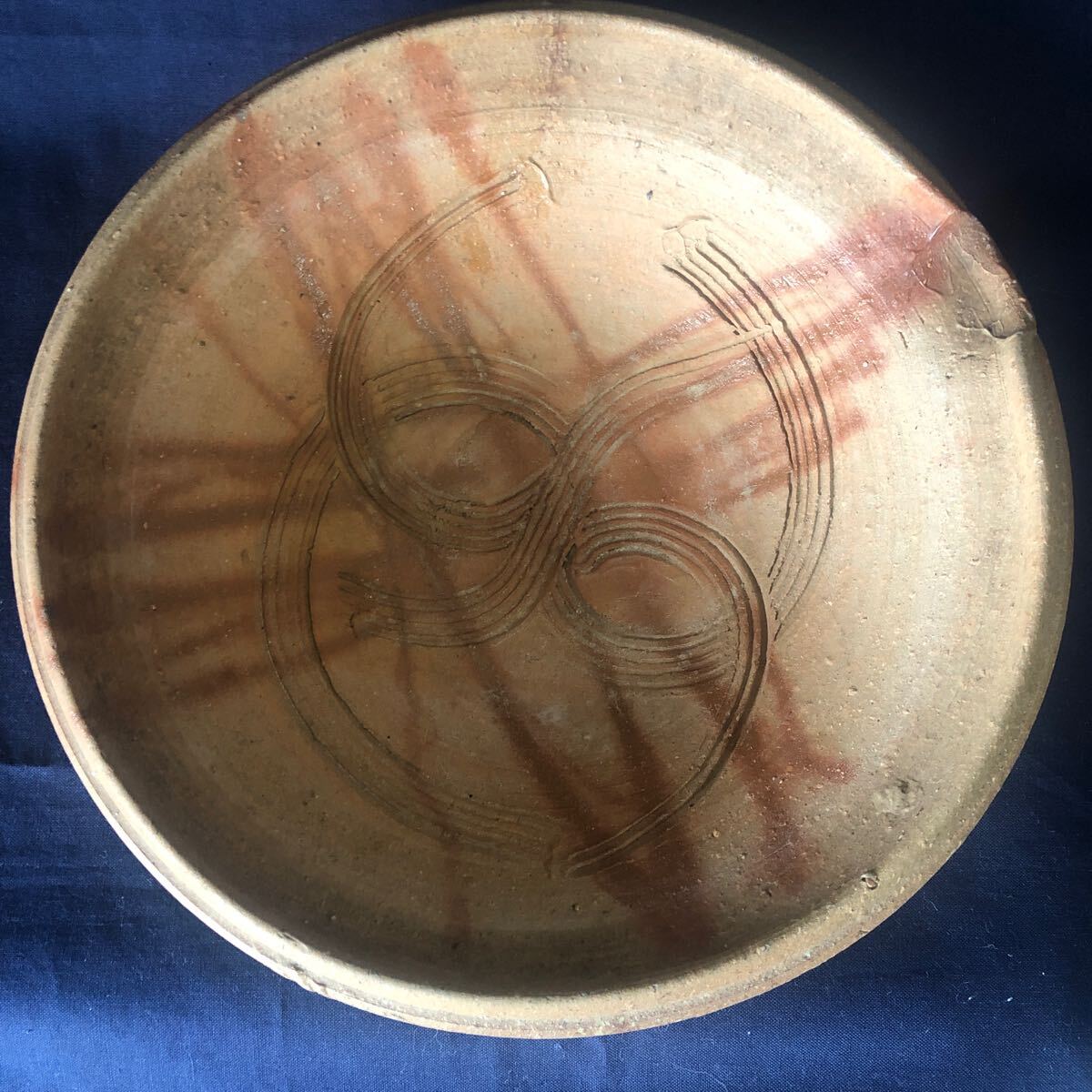 備前焼 片口大鉢 食器 すり鉢 直径約23センチ 緋襷 市無形文化財保持者