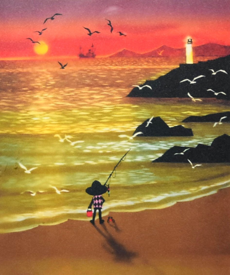 Yahoo!オークション - (2-2344)藤城清治『海と少年』367/500 版画 シル