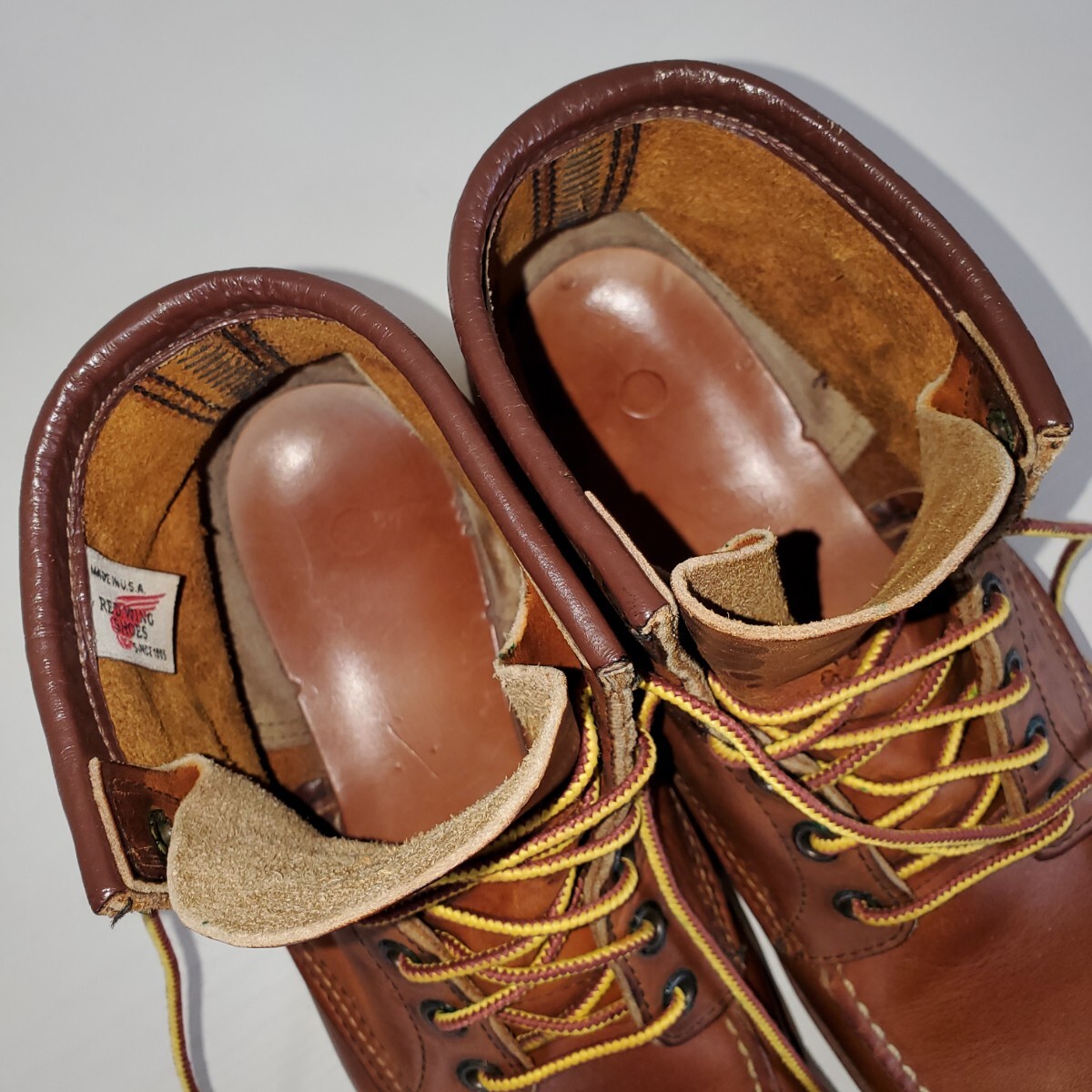 美品 刺繍縦羽タグ/99年製 REDWING レッドウィング 875 レザー