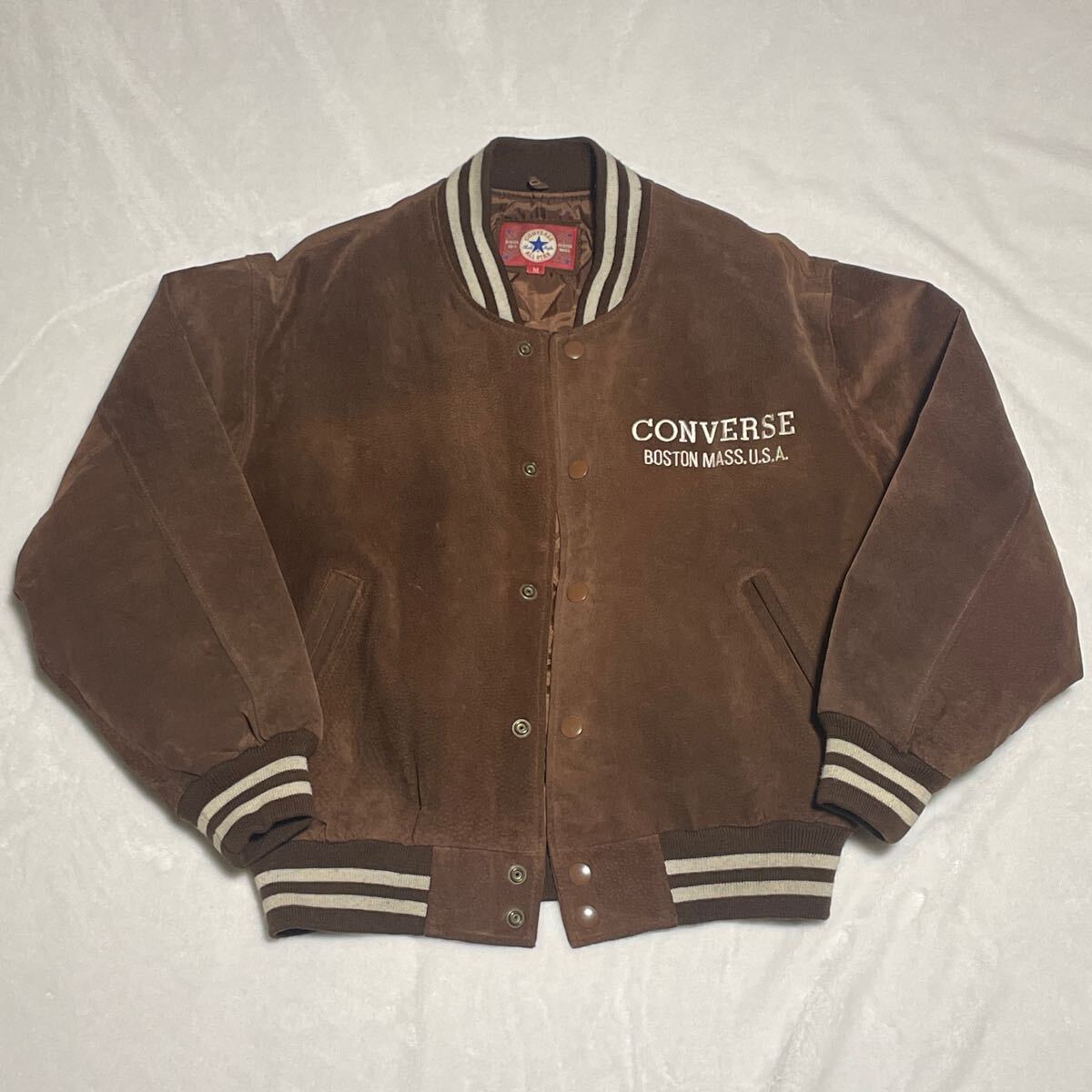 コンバース オールスター レザー スタジャン ジャケット 茶 M 希少 90s