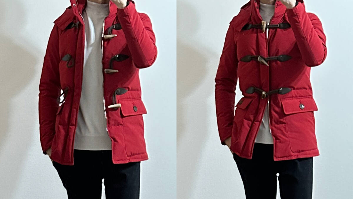 定価15 2万 AKM TAFFETA NYLON DUFFLE DOWN COAT S 赤 ダッフルダウン